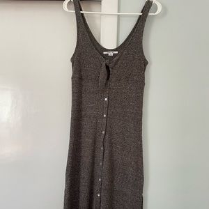 Heathered gray midi dress knotted tie button front